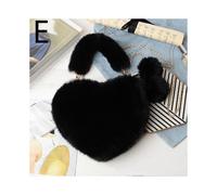 (Black)Plush hand-held heart-shaped bag for women, single shoulder crossbody bag