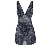 Black Premium by EMP Donna Costume da Bagno Nero con Stampa Totale di Teschi e Rose M