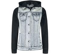 Black Premium by EMP Donna Giacca in denim blu-nero con maniche in felpa M