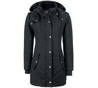 Black Premium by EMP Donna Giacca invernale nera foderata con cappuccio staccabile e spalline alla moda L
