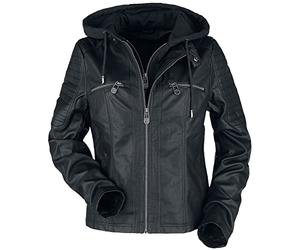 Black Premium by EMP Donna Giacca nera in similpelle stile biker M