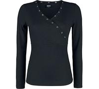Black Premium by EMP Donna Maglia a Maniche Lunghe Nera con Occhielli L