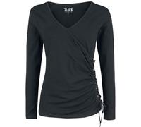 Black Premium by EMP Donna Maglia Nera a Maniche Lunghe con Allacciatura M