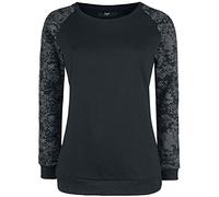 Black Premium by EMP Donna Maglia Nera a Maniche Lunghe con Maniche a Contrasto