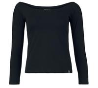 Black Premium by EMP Donna Maglia Nera a Maniche Lunghe con Scollo a Barchetta XL