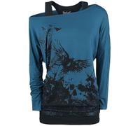 Black Premium by EMP Donna Maglia Nera-Blu a Maniche Lunghe con Effetto Doppio Strato M