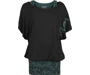 Black Premium by EMP Donna Maglietta Nera/Verde con Serpenti L