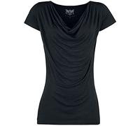 Black Premium by EMP Donna T-Shirt Basic Nera con Scollo a Cascata L