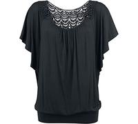 Black Premium by EMP Donna T-Shirt Nera con Pizzo XL
