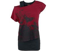 Black Premium by EMP Donna T-Shirt Nera e Rossa a Doppio Strato XL