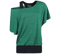 Black Premium by EMP Donna T-Shirt Nero-Verde a Doppio Strato XL
