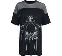 Black Premium by EMP Donna T-Shirt Oversize Nera con Spalla in Rete M