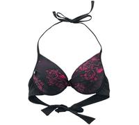 Black Premium by EMP Donna Top Bikini Nero con Motivo di Teschi e Rose XL