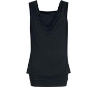 Black Premium by EMP Donna Top Nero a Doppio Strato con Scollo a Cascata M