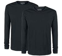Black Premium by EMP Uomo Confezione Doppia di Maniche Lunghe Nere 5XL