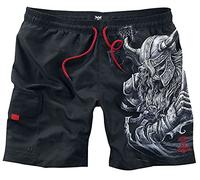 Black Premium by EMP Uomo Costume da Bagno Nero con Stampa vichinga L