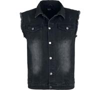 Black Premium by EMP Uomo Gilet in Denim Grigio con Look usurato L