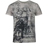 Black Premium by EMP Uomo Maglietta Grigia con Stampa vichinga M