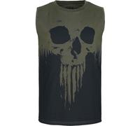 Black Premium by EMP Uomo Nero/Olive Canotta con Stampa Frontale Teschio XL