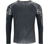 Black Premium by EMP Uomo T-Shirt Nera a Braccio Lungo con Stampa di Un Grande Teschio sulla Schiena L
