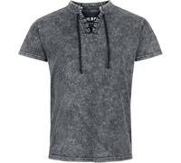 Black Premium by EMP Uomo T-Shirt Nera con Lacci e Occhielli XXL