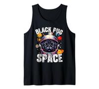 Black Pug Lover disegna un carlino divertente con scritta «Black Pug in Space» Canotta