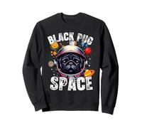 Black Pug Lover disegna un carlino divertente con scritta «Black Pug in Space» Felpa