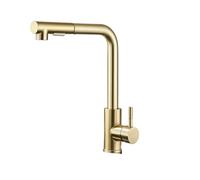 Black Pull Out Kitchen Sink Faucet Two Model Stream Sprayer Nozzle Stainless Steel Hot Cold Wate Mixer Tap Deck(Brushed Gold)