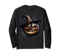 Black Pumpkin Face Graphic for Witches And Halloween Witch Maglia a Manica