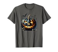 Black Pumpkin Jack O Lantern Bat Graphic for Halloween Lover Maglietta