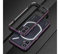 (Black-Purple) Case Compatible Nothing Phone 2, Aluminum Slim Metal Frame Armor With Soft Inner Bumper For Nothing Phone 2 -ys-hy