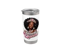 Black Queen Crown Afro Diva Pride History Juneteenth Rosa Bicchiere termico in acciaio inox doppia parete
