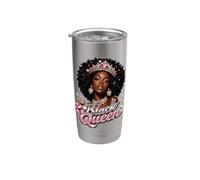 Black Queen Crown Afro Diva Pride History Juneteenth Rosa Bicchiere termico in acciaio inox doppia parete