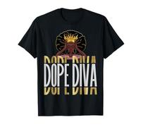 Black Queen Crown Afro Natural Hair Diva History Juneteenth Maglietta