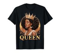 Black Queen Juneteenth History Pride Drip Crown Donne Nere Maglietta