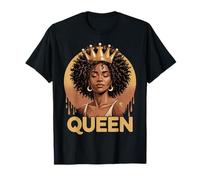 Black Queen Juneteenth History Pride Drip Crown Donne Nere Maglietta