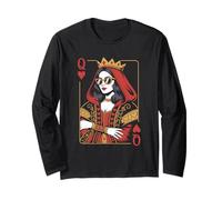 Black Queen of Heart Valentine Playing Card Maglia a Manica