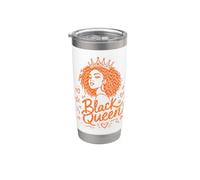 Black Queen Orange Zig Zag Doodles Crown Curls Diva Melanina Bicchiere termico in acciaio inox doppia parete