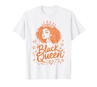 Black Queen Orange Zig Zag Doodles Crown Curls Diva Melanina Maglietta