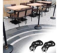 Black Queue Management - Set di 2 corde di sicurezza decorative da 110 cm per il controllo della folla, corda intrecciata per hotel e bar, soluzione elegante per la linea di attesa (1,1 m)