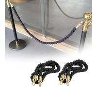 Black Queue Management System, corda di sicurezza retrattile con ganci argentati disponibile in 1 m, 1,2 m, 1,5 m, 2 m, resistente cavo di sicurezza per pali, ideale per il controllo degli eventi
