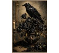 Black Raven and Black Roses Notebook: Lined Notebook