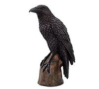 Black Raven Bird on Stump Statue Cold Cast Resin Figurine by PTC