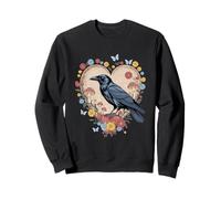 Black Raven Cottagecore Cuore Fiore Corvo Natura Corvo Felpa