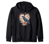 Black Raven Cottagecore Cuore Fiore Corvo Natura Corvo Felpa con Cappuccio