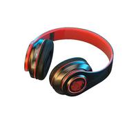 (Black Red) B39 Wireless Bluetooth Headset Subwoofer With Breathing Light Support TF Card