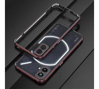 (Black-Red) Case Compatible Nothing Phone 2, Aluminum Slim Metal Frame Armor With Soft Inner Bumper For Nothing Phone 2 -ys-hy