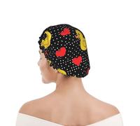 Black Red Love Hearts Polka Dots Yellow Rubber Ducks Cuffia Da Bagno Per Donna Comodo Cuffia Doccia Per Capelli Impermeabile Cuffie Da Bagnos Per Spa Salone Casa