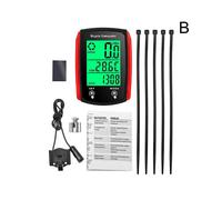 (Black red) Waterproof Wired LCD Digital Cycle Bike Computer Bicycle Speedometer Odometer