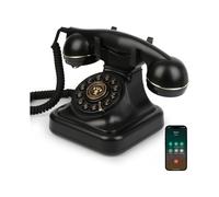 Black Retro Phone with Speakerphone USB Rechargeable Home Landline Telephone Hands Free Calling Music Playback